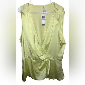 Melissa McCarthy Seven7 Draped Sleeveless Blouse Yellow Size 3X NWT Plus Size